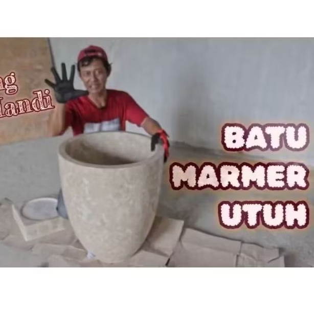 Bak Mandi Gentong Air Mandi Marmer Alam Utuh Solid