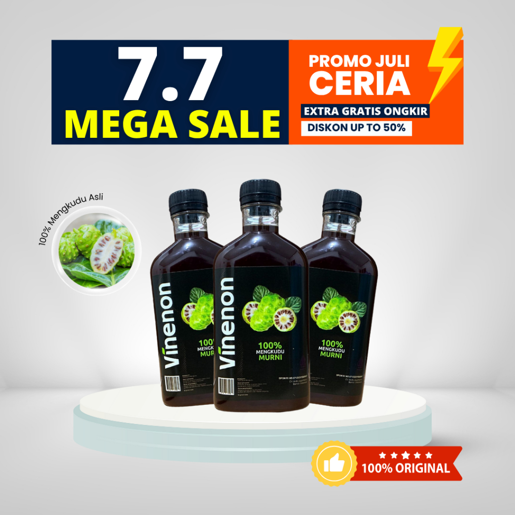 

PAKET 3 BOTOL VINENON Cuka Mengkudu Murni - Luruhkan Batu Ginjal & Rematik - HALAL BPOM