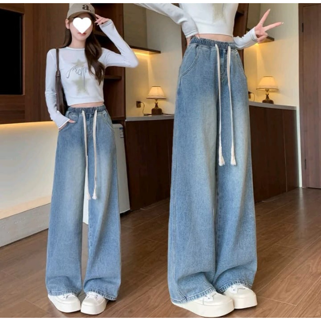 UNISEX kulot jeans pinggang karet kulot jeans putih hitam kulot mozza pinggang karet sage cream mocc