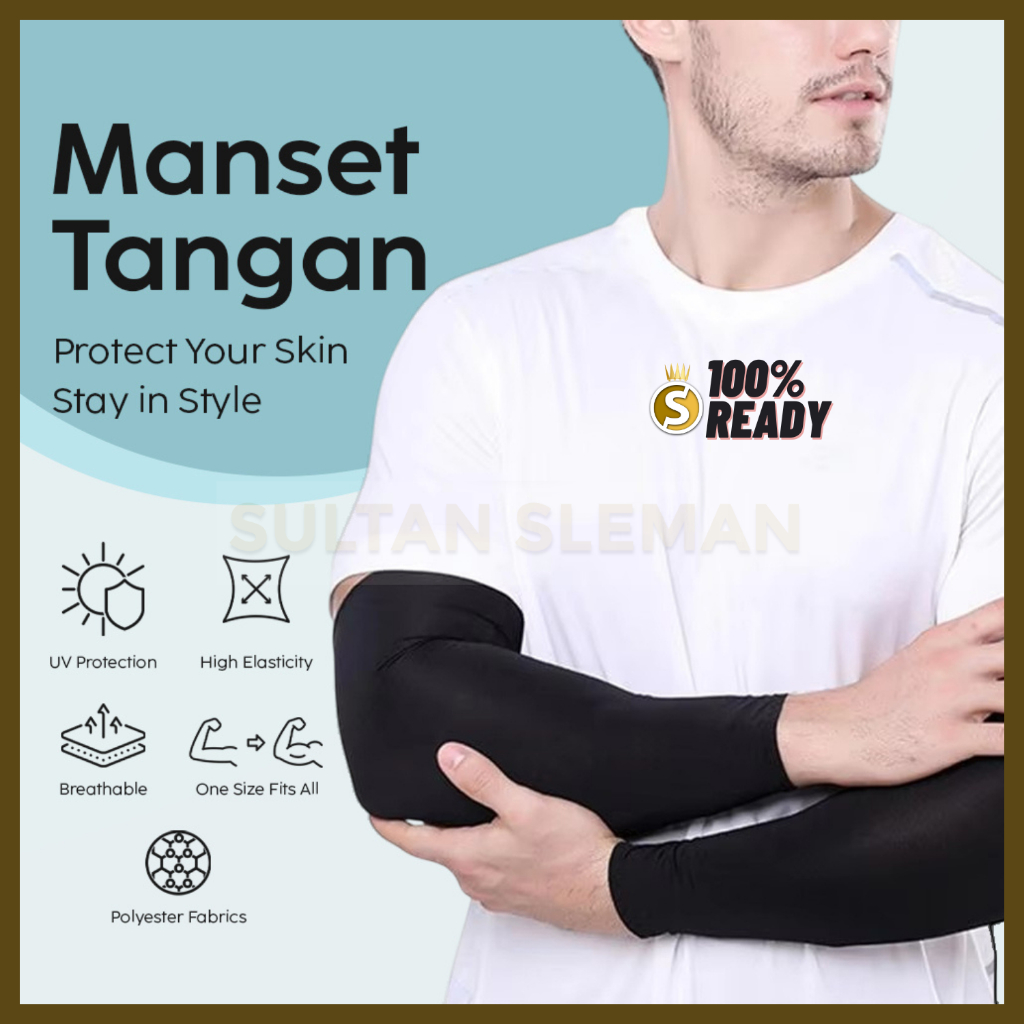 Manset Tangan Pria / Manset Deker (Hitam) / Deker Olahraga / Manset Arm Sleeve / Deker Tangan