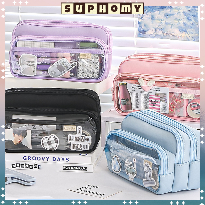 

Supomy Tas Penyemprot dan Kantong Lipat Tempat alat tulis kotak pensil aesthetic Tas PenaTempat Pencil Tas Pensil kapasitas besar