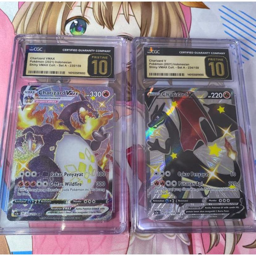 Pokemon ID SWSH SC3a Shiny Charizard V & VMax SSR CGC 10 Pristine PSA