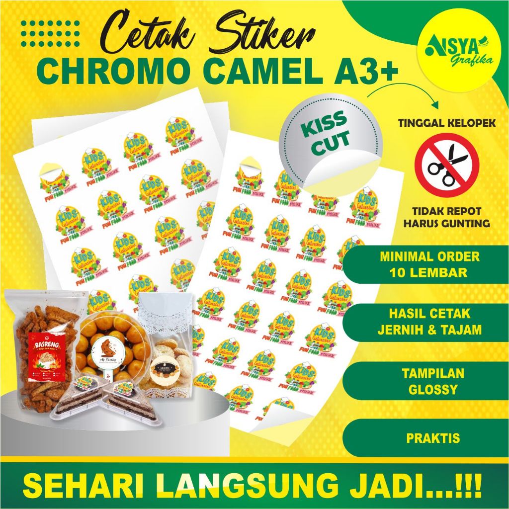 

CETAK A3+ STIKER CROMO CAMEL KISS CUT stiker bontak stiker kemasan label | print A3+ stiker