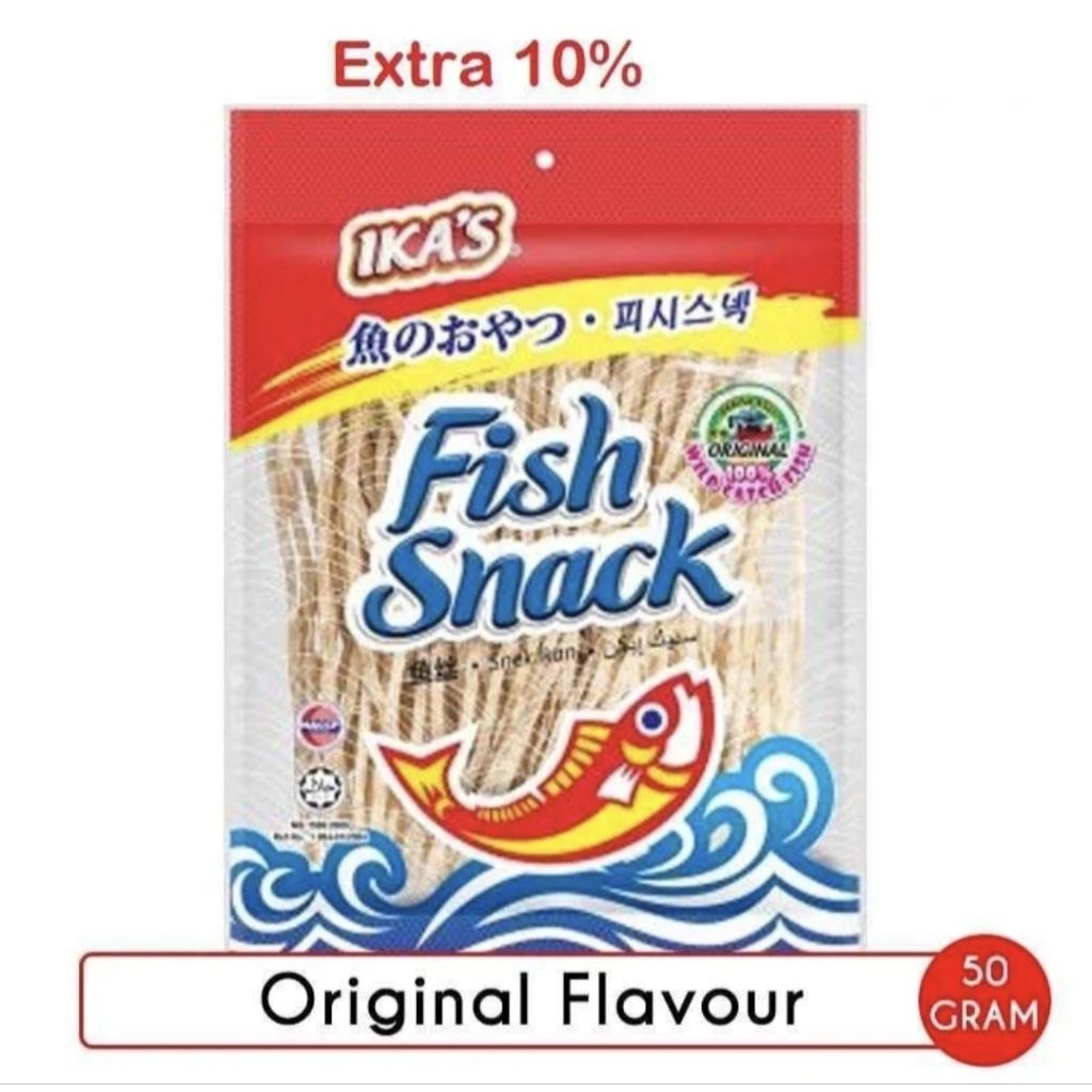 

Ika's Fish Snack Original 50gr Snek Ikan impor merek Ika's Juhi Ikan merek Ika Juhi Ikan HALAL snek lidi ikan 50gr cemilan rasa ikan Fish Snack Juhi Snack Seafood