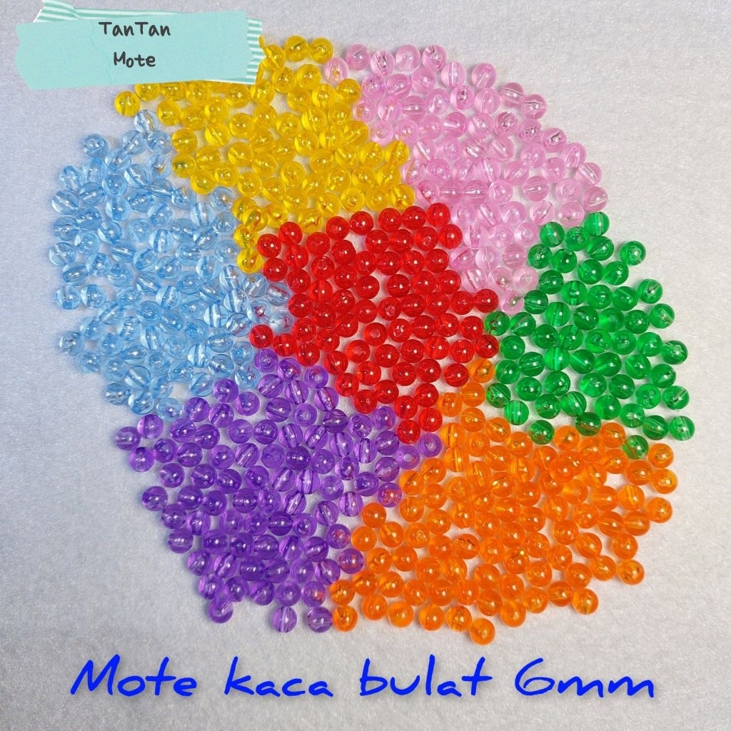 1 Pon Mote Kaca Bulat / Manik Manik Kaca 6mm