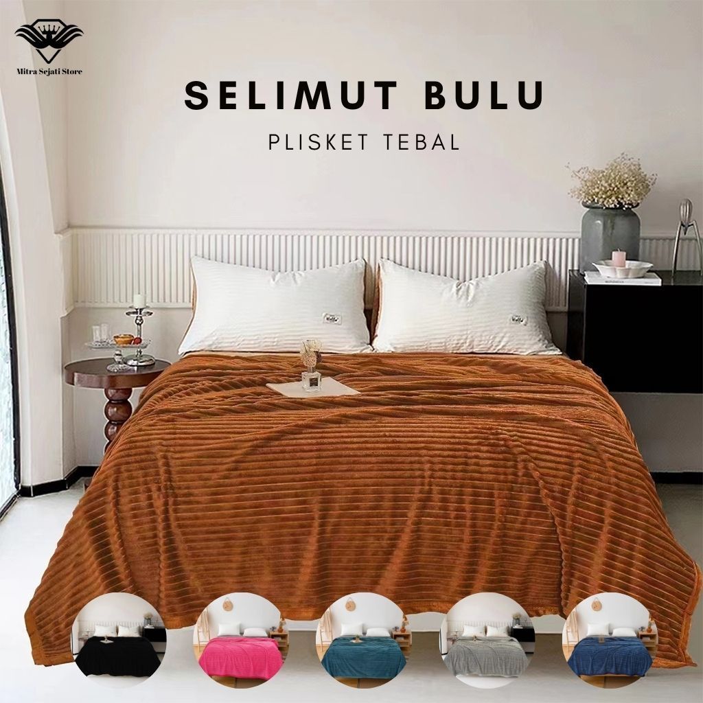 Selimut Dewasa Bulu Tebal 150x200 180x200 200x220 Motif Polos Embos Berkualitas - CT CT001