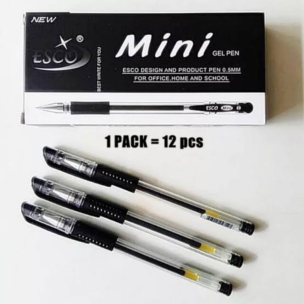 

(12pcs) Pulpen Hitam esco mini Gel M58H