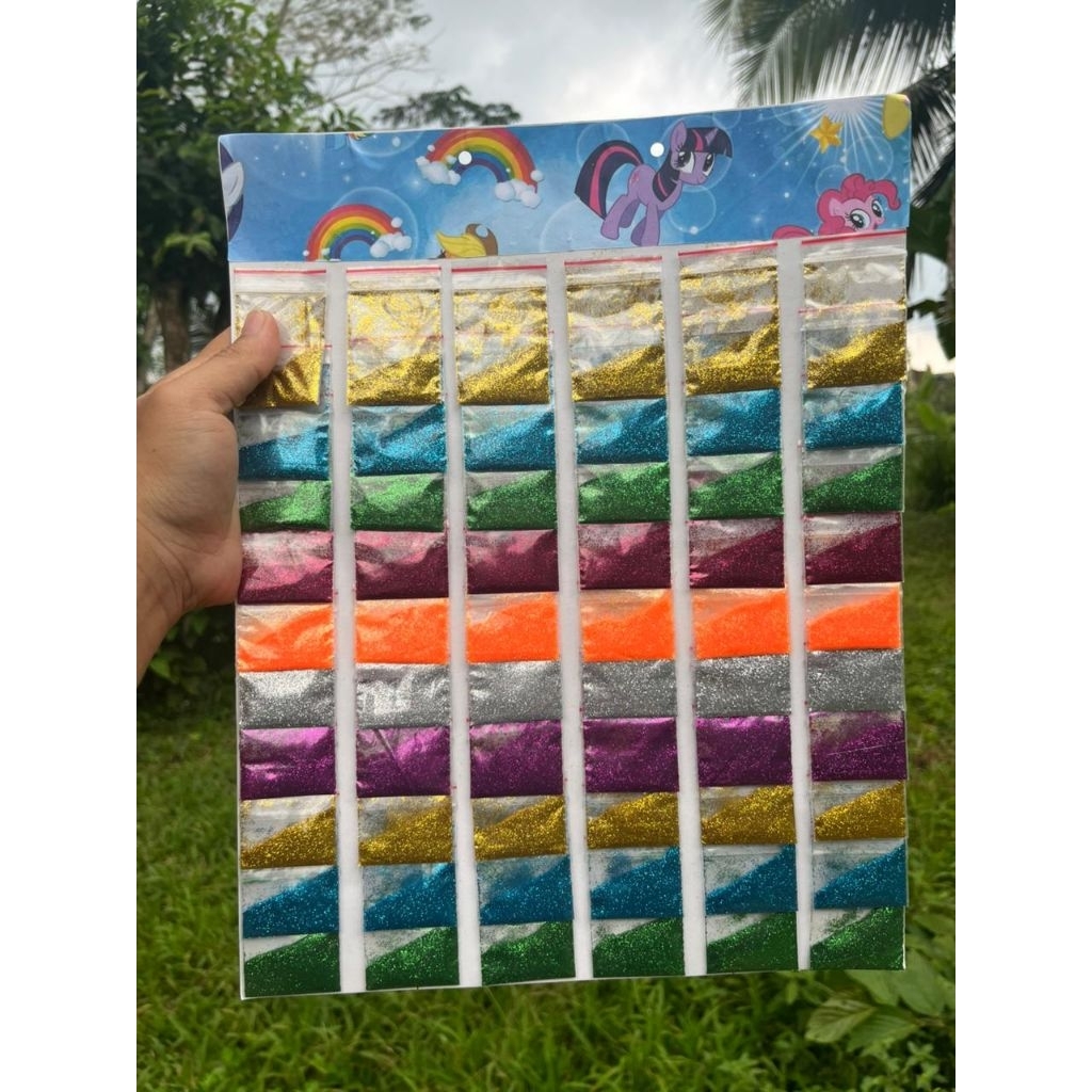 

60 PAK SERBUK GLITTER LEMBARAN GLITTER SERBUK MULTIWARNA GROSIR