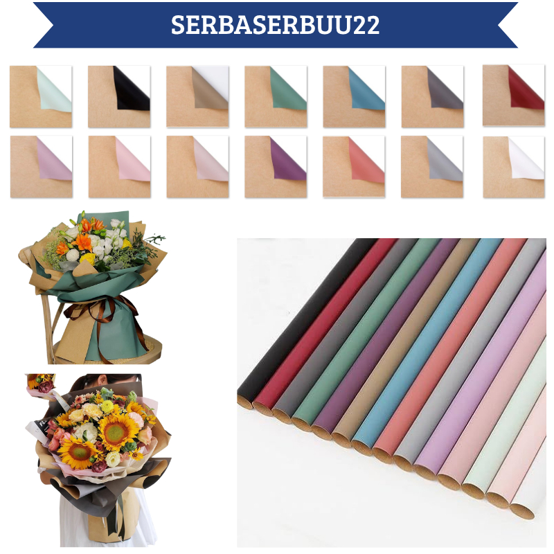 

Isi 20 LEMBAR Flower Wrapping Paper Bi Color Kraft Cellophane Kertas Bunga Buket Wrapping Paper Bicolor Vintage KB035 SS22