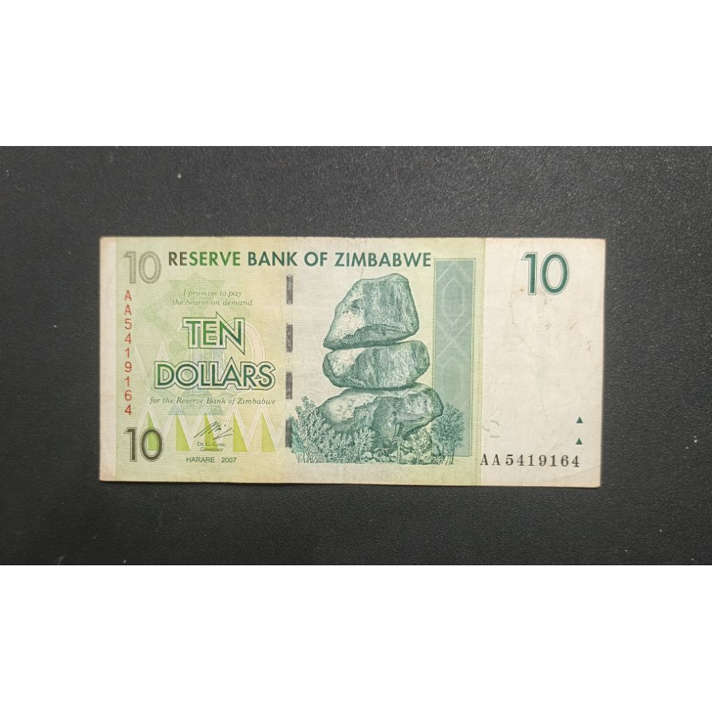 Uang kertas Asing Zimbabwe Ten Dollar
