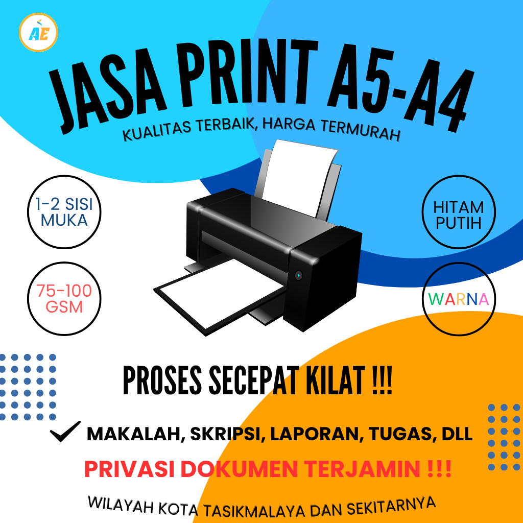 

PRINT / CETAK KERTAS A5, A4, B5, DAN F4; 75,80,100 GSM TERMURAH DAN TERCEPAT DARI KOTA TASIKMALAYA