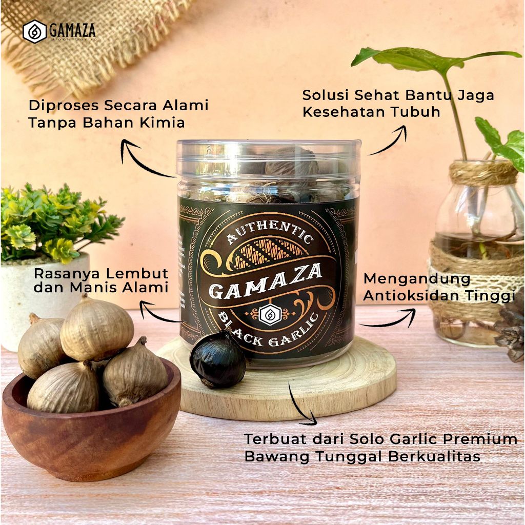 

Black Garlic Premium Bawang Hitam Tunggal 250 Gram Halal Diproses Alami Gamaza Herbal 1/4 kg