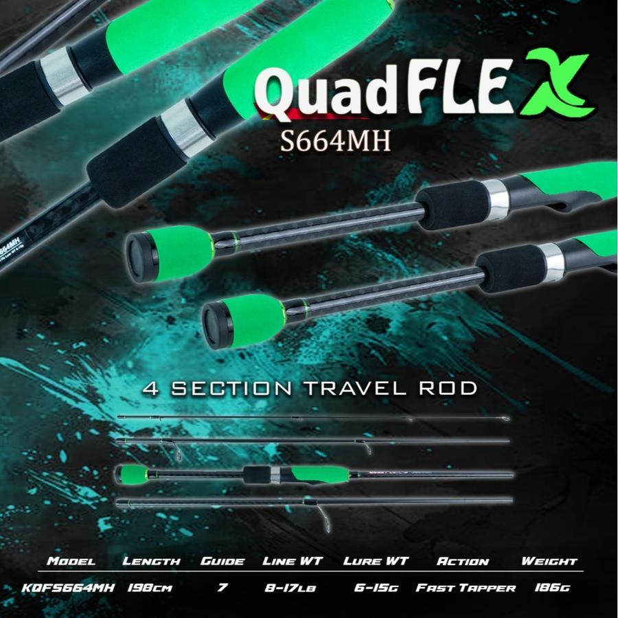 KAMIKAZE QUAD FLEX Spinnng Fishing Rod Travel Rod 198cm