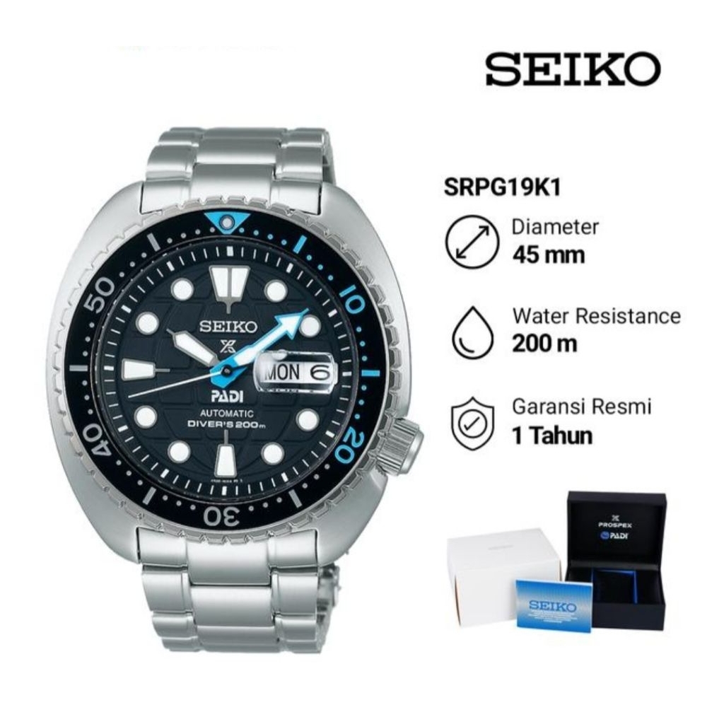 Seiko Prospex SRPG19K1 King Turtle PADI Edition Automatic Divers 200M Jam Tangan Pria Original