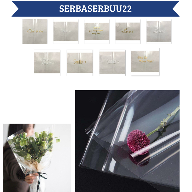 

Isi 20 LEMBAR Flower Wrapping Paper Transparent Flower Wrap Plastik OPP Cellophane Bouquet Florist KB046 SS22