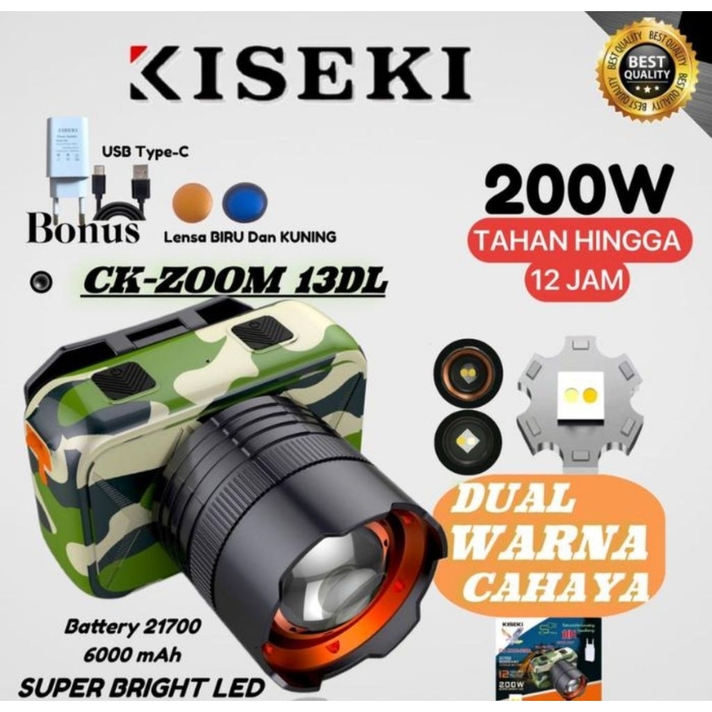 Kiseki 200 Watt Senter Kepala 2 Cahaya Kiseki 13DL