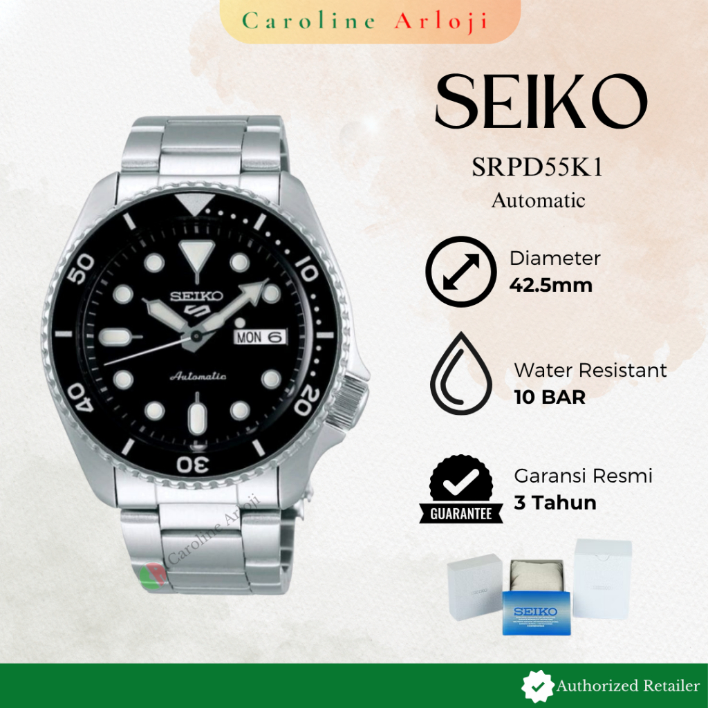 Jam Tangan Pria Seiko 5 SRPD Sports  SRPD51K1 / SRPD53K1 / SRPD55K1 Original Garansi Resmi 3 Tahun
