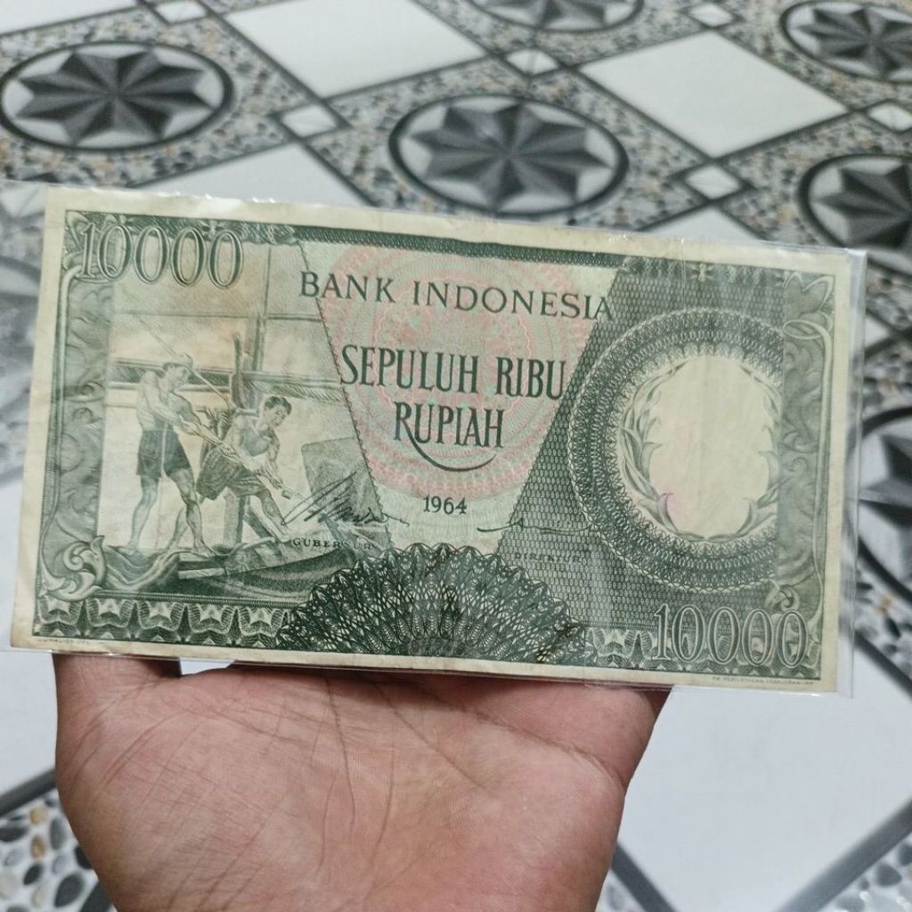 Uang Kuno 10.000 Seri Pekerja 1964 Hijau