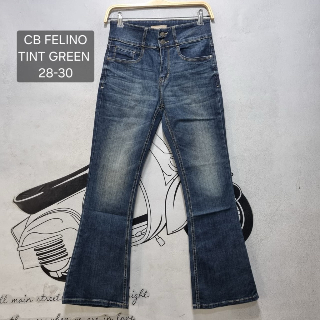 CELANA CUTBRAY HW JEANS WANITA TINT GREEN FELINO JEANS