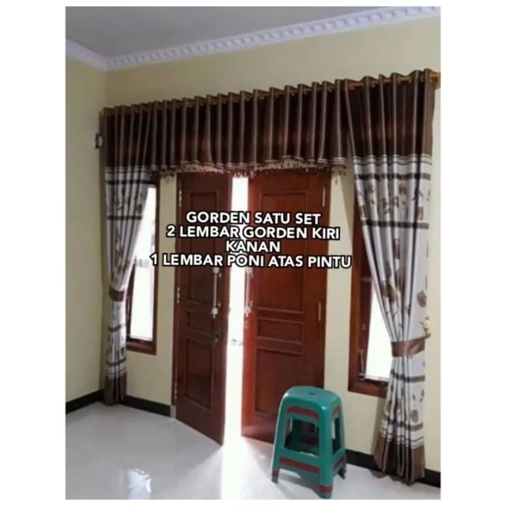 Gorden Jendela Satu Set Lengkap Dengan Poni Atas Pintu Gorden Rumah Minimalis