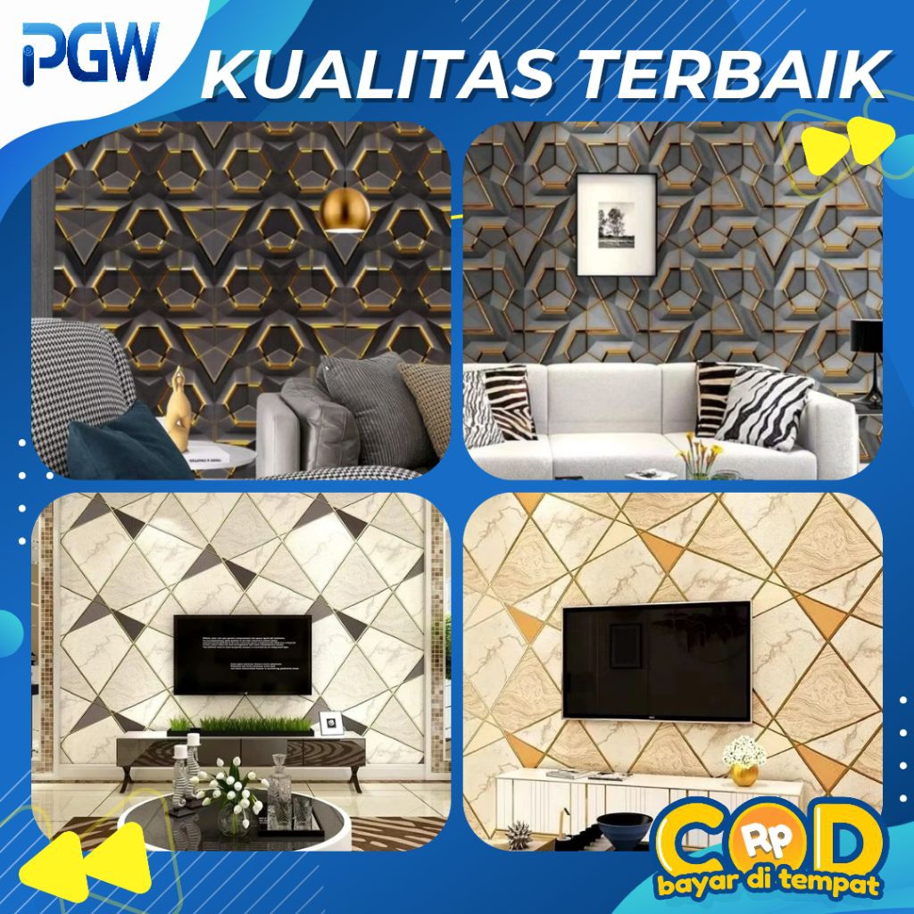 Wallpaper Dinding Ruang Tamu Wallpaper Dinding Aesthetic Motif Keramik Marmer Batu Salur 3D PGWFS