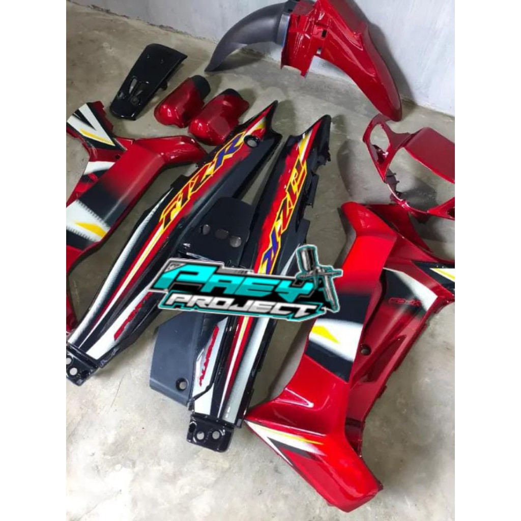 full body halus Yamaha Fiz R merah hitam. cover body halus Yamaha Fiz R Full set