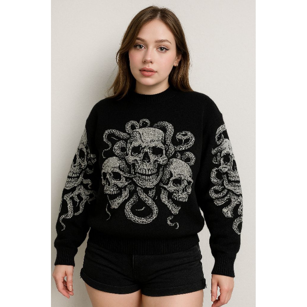 SWEATER RAJUT / PRIA & WANITA / SKULL & SNAKE / KJR KNITWEAR