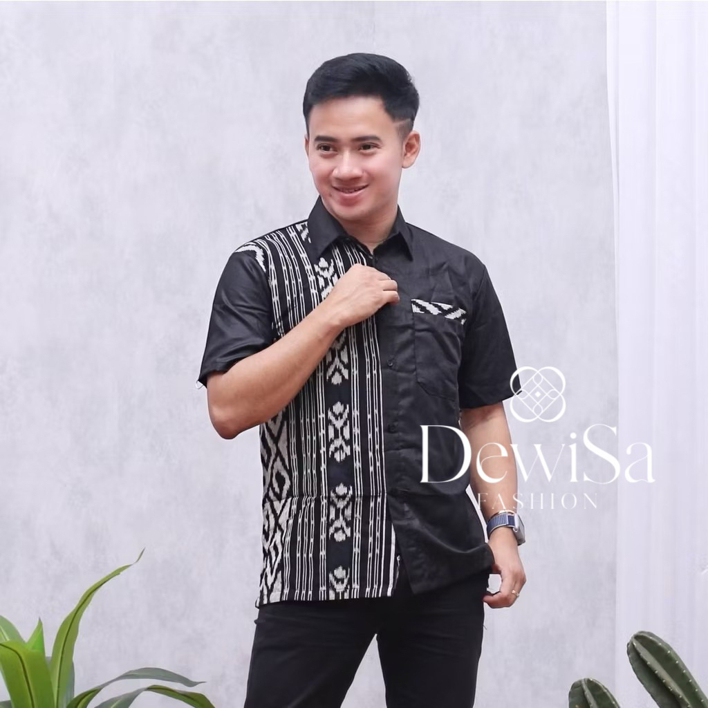 [TENUN ETNIK] Kemeja Tenun Pria Kemeja Tenun Etnik Baju Tenun Pria Kemeja Pendek Pria