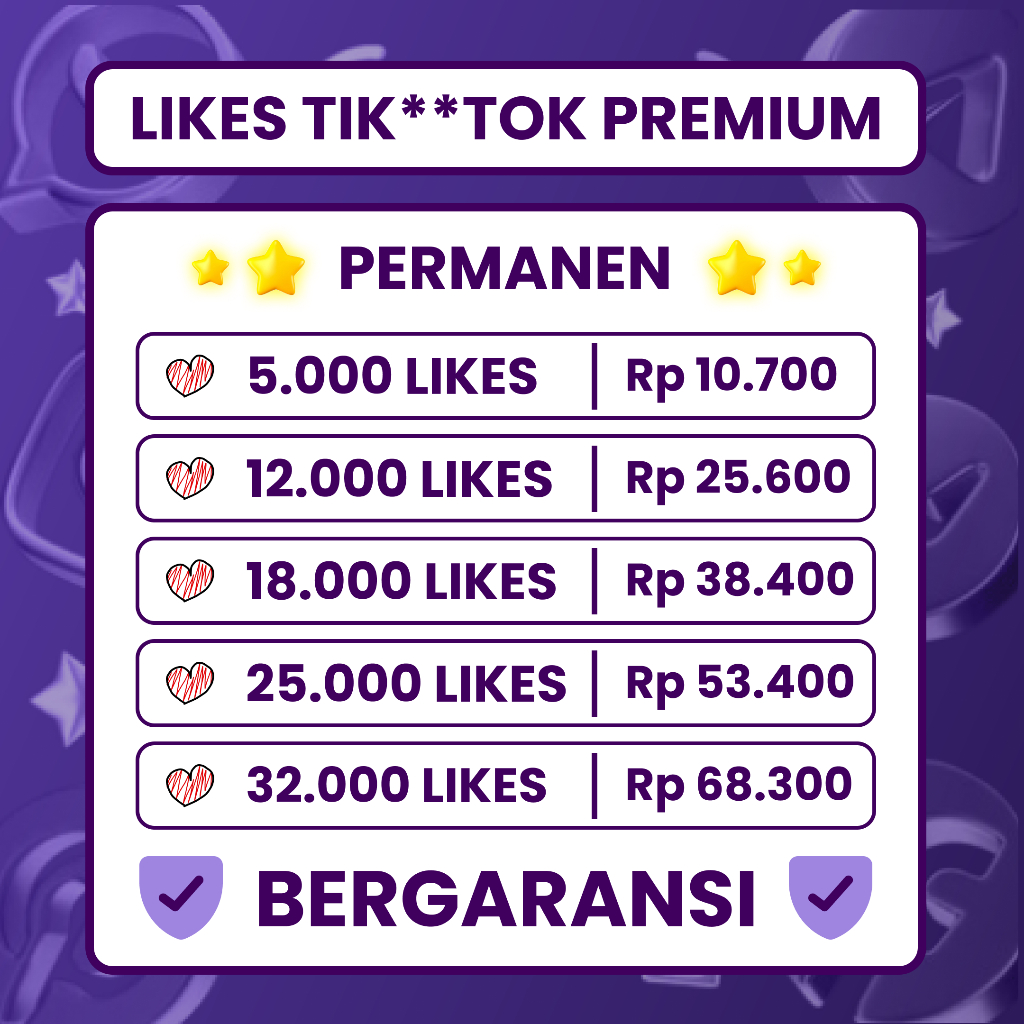 Like TikTok Permanen No Drop GARANSI SELAMANYA Proses Cepat Instan