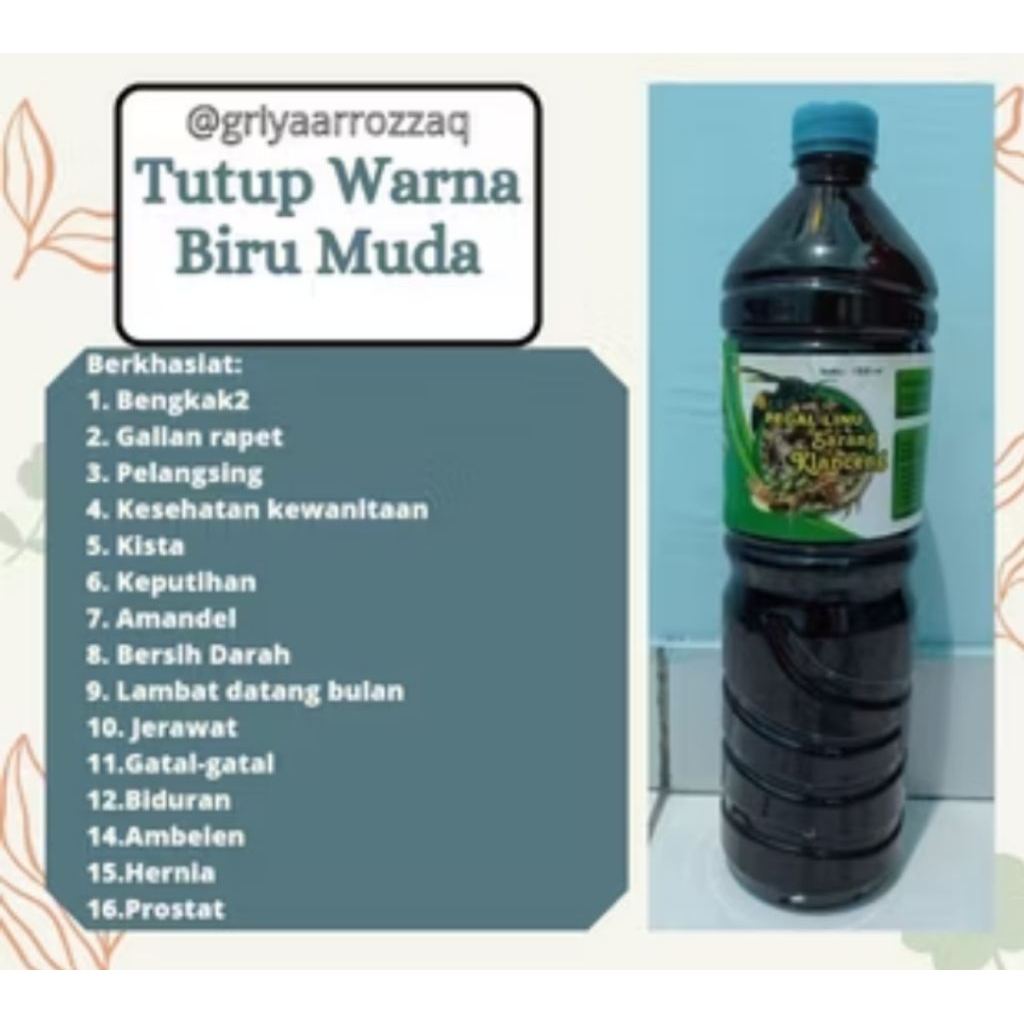 

Jamu Herbal Sarang Madu Klanceng 1,5 ml (Atasi Pegel Linu ,sakit Tulang Belakang, nyeri Sendi dan Capek Capek)