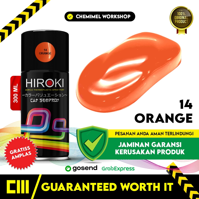 Hiroki Orange 14 Cat Semprot Pilok Warna Orange Solid