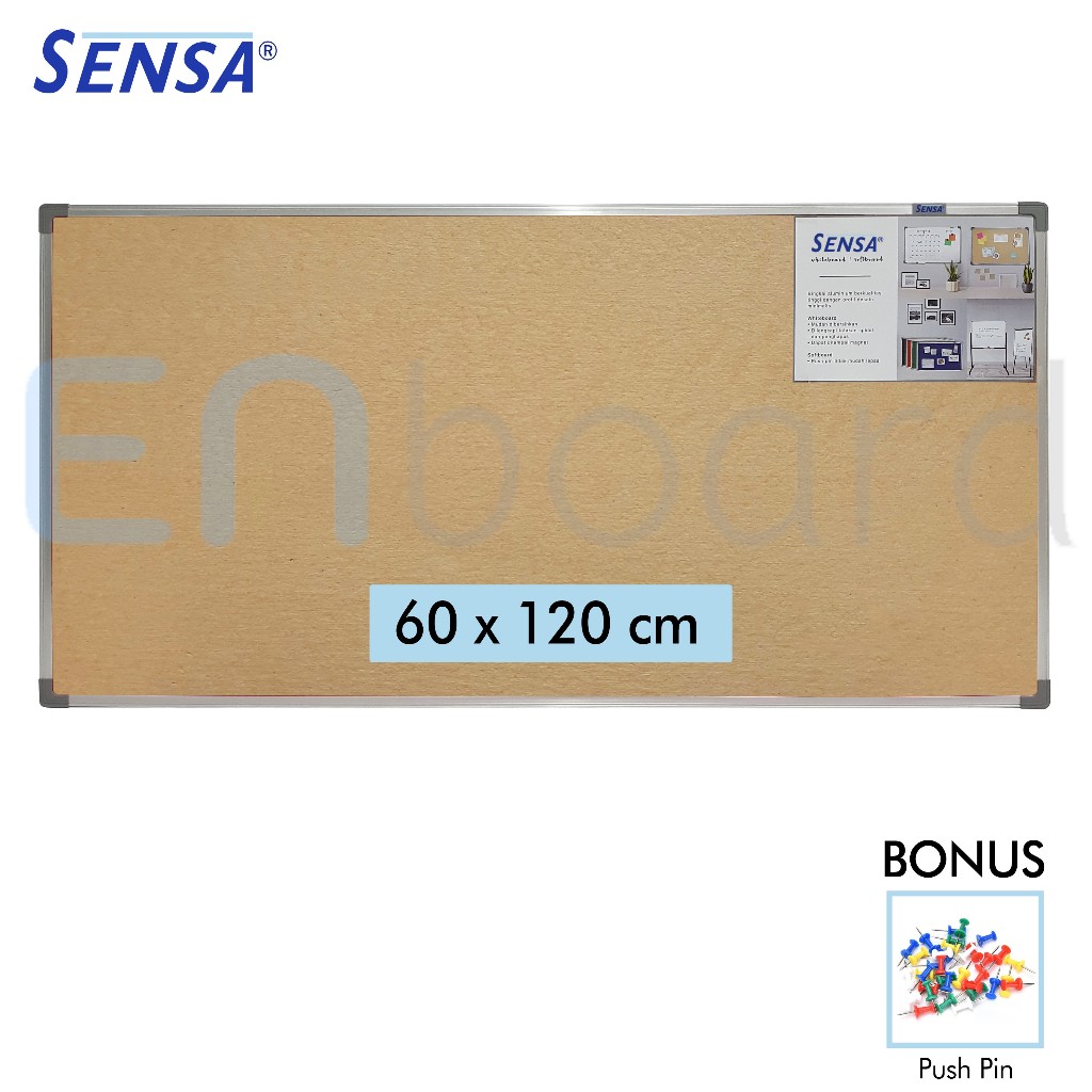 

Softboard / Pin Board / Cork Board / Papan Pengumuman / Mading Gantung Polos Sensa 60 x 120 cm