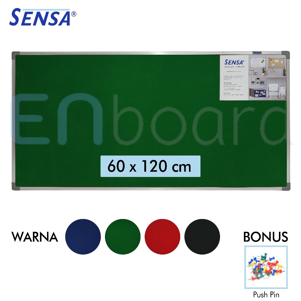 

Softboard / Pin Board / Cork Board / Papan Pengumuman / Mading Gantung Bludru Sensa 60 x 120 cm