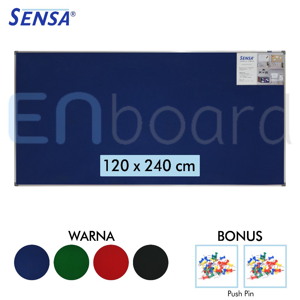 

Softboard / Pin Board / Cork Board / Papan Pengumuman / Mading Gantung Bludru Sensa 120 x 240 cm