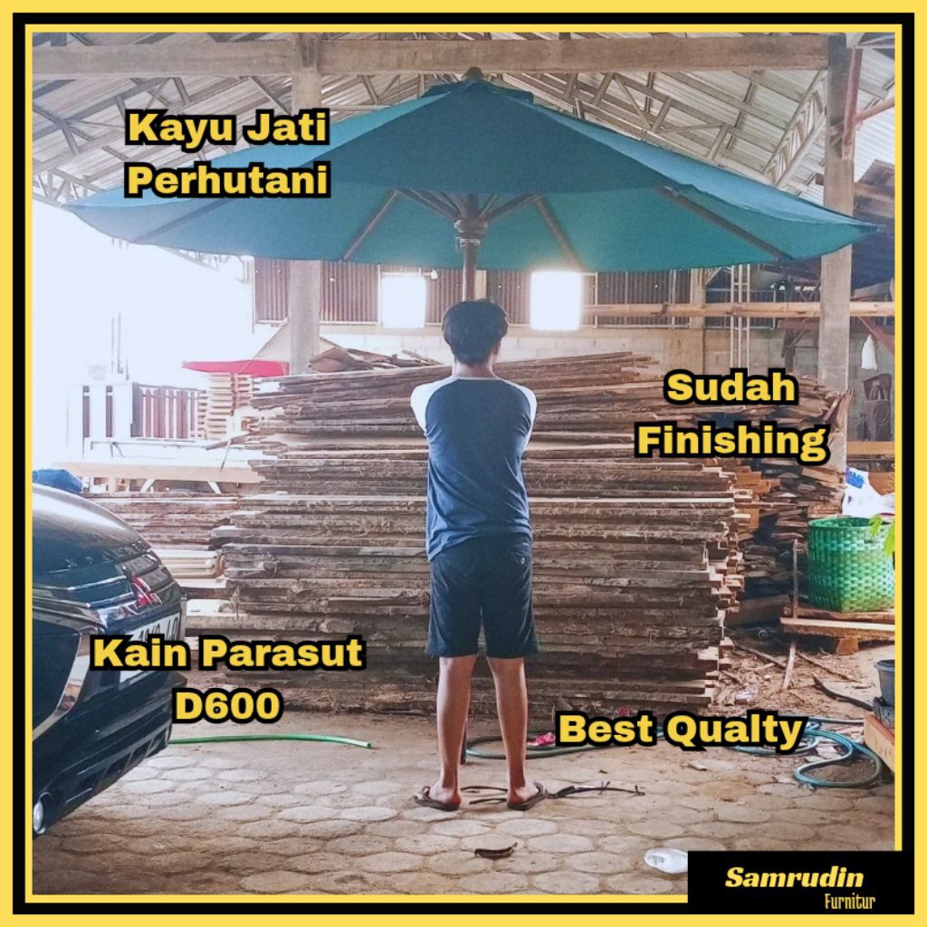 Payung Tenda Payung Taman Payung Cafe Bahan Kayu Jati Perhutani