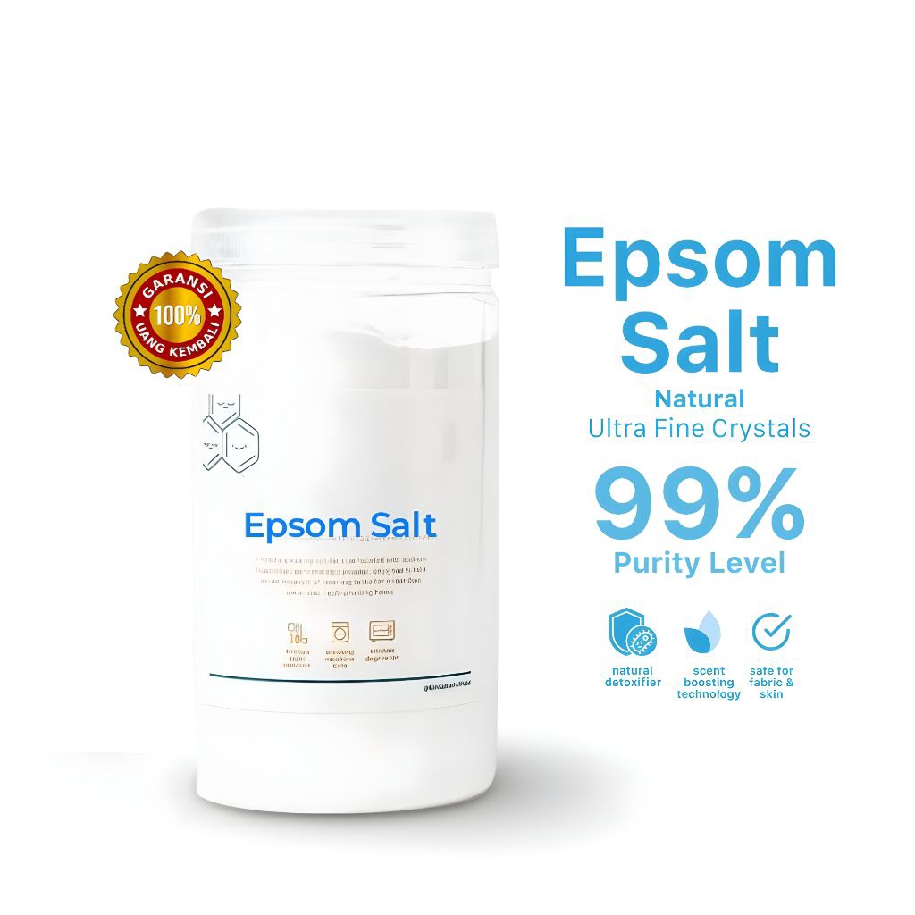 

EPSOM SALT 1KG - Pure Natural Epsom Salt / Garam Inggris / Garam Berendam / Bahan Deterjen 1KG