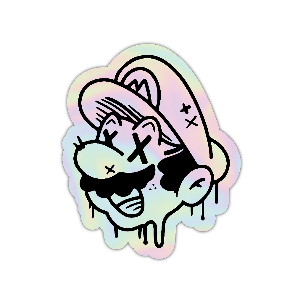 

Z399 stickerkarakter mariooo aesthetic, stiker hologram satuan