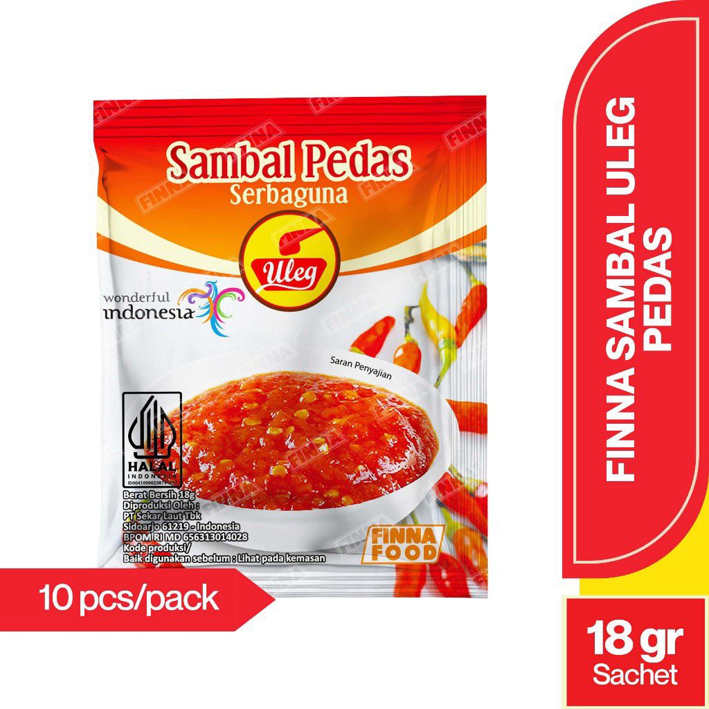 

FINNA Sambal Uleg Pedas Serbaguna 18gr x 10pcs | Sambal Sachet Halal