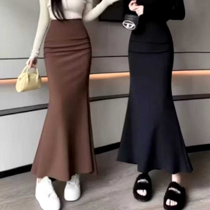 Rok Skirt Lunar Mermaid Duyung Wanita Kekinian Maxi Midi Bahan Scuba Elastis Melar VIRAL 2025.......