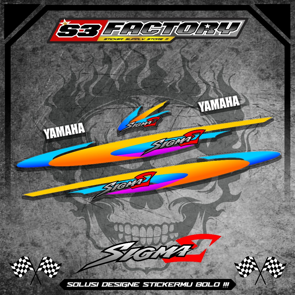 SUDAH DICUTTING STICKER STRIPING VARIASI YAMAHA SIGMA E 2TAK HIGH QUALITY MOTIF ORIGINAL