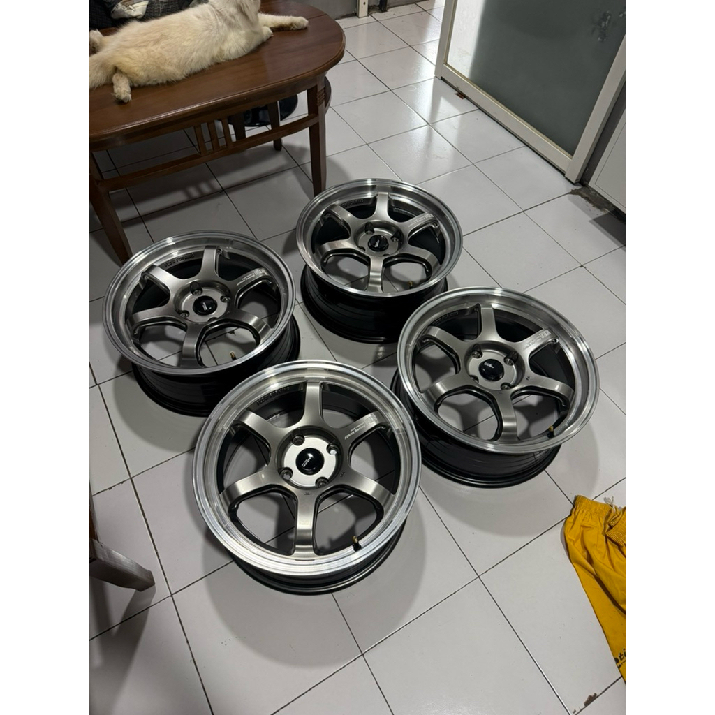 Velg Advan R6 Ring 17 R17 Lebar 7,5 ET 40 PCD 4x114 Warna Grey Polish Velg Mobil Ring 17