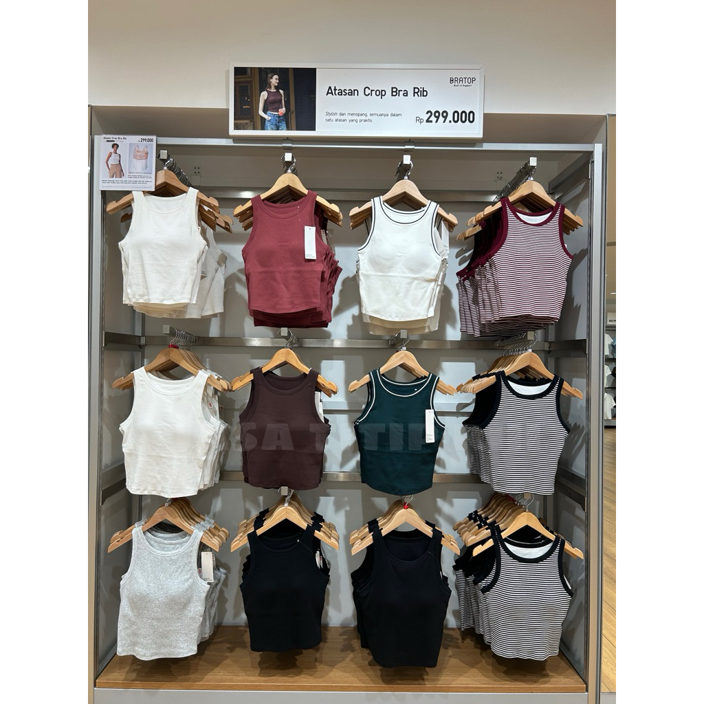 Atasan Crop Bra Rib (Tank Top) WOMEN UNIQLO