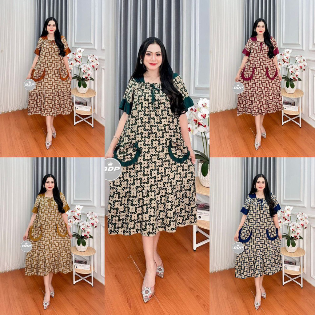 DASTER WANITA RAYON SUPER DASTER VIRAL DASTER ELSA LUNA BAJU TIDUR KERUT DADA
