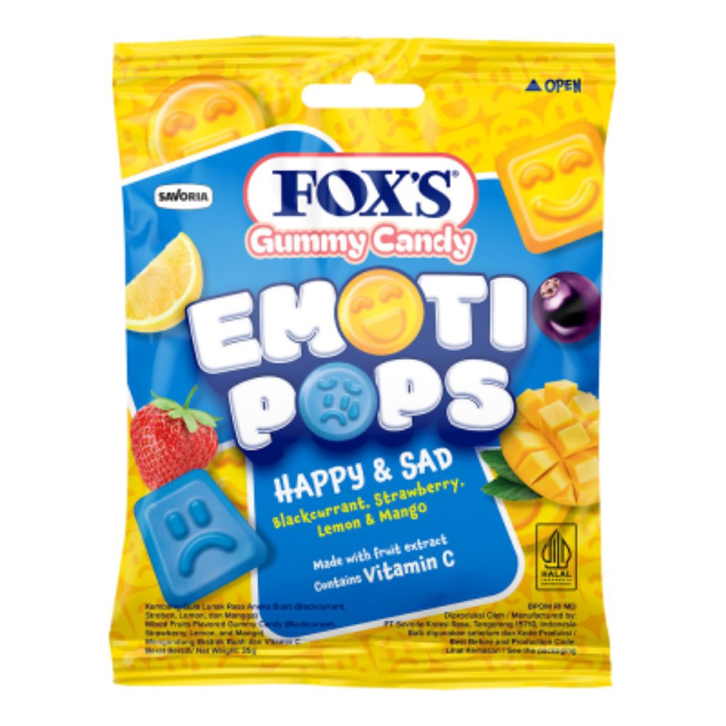 

Fox's Permen Gummy Emoti Pops Happy & Sad 35 g