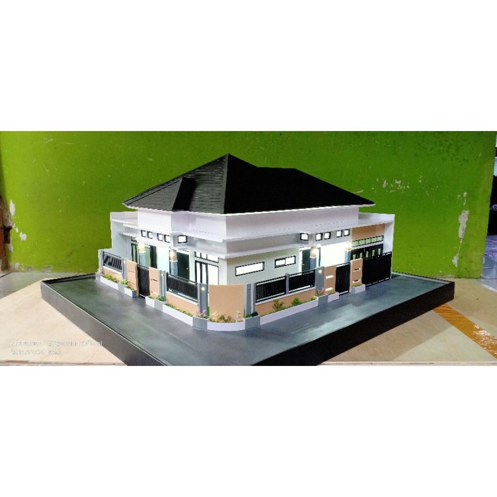maket rumah mewah 1 lantai tampak luar dalam