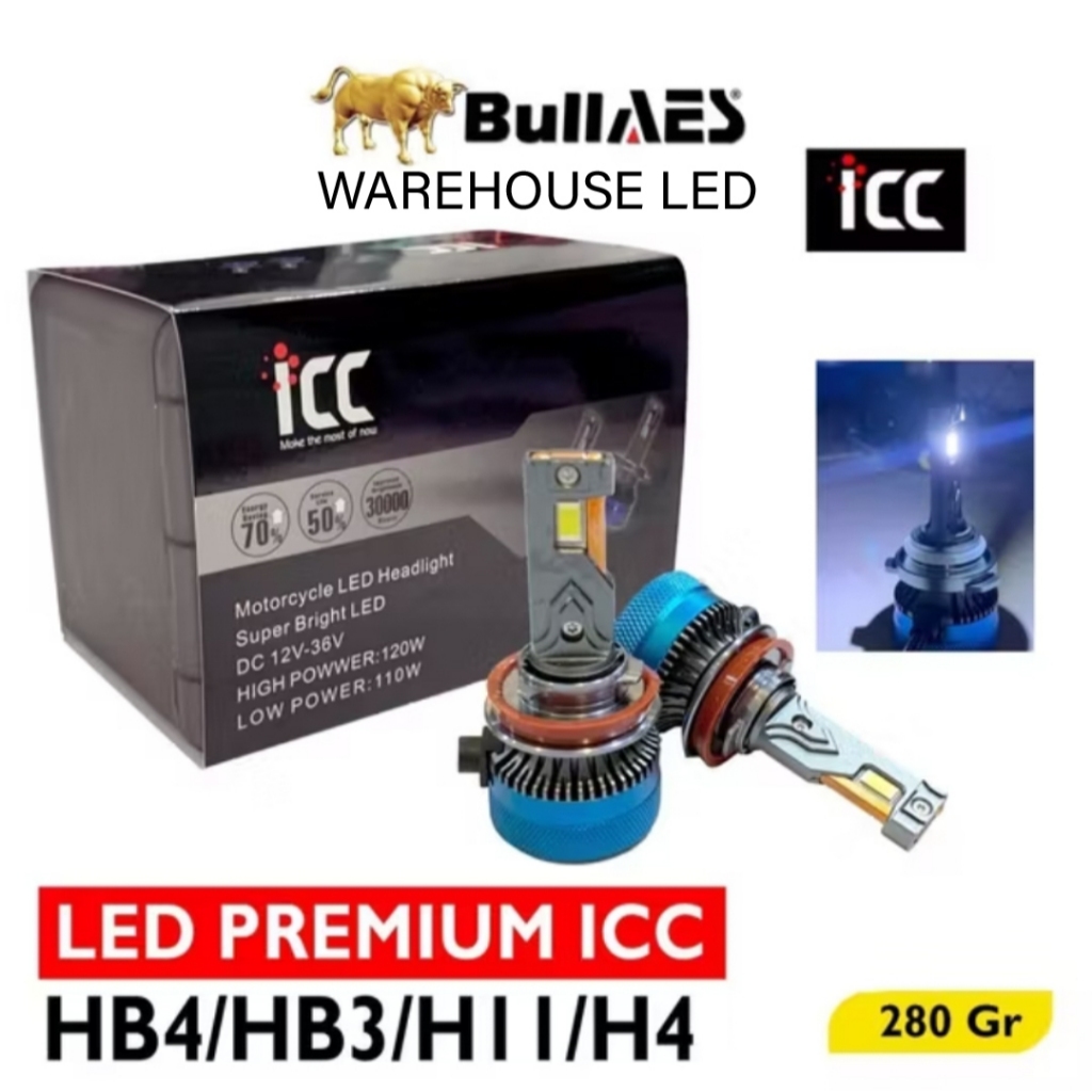 Lampu Led Premium H11 H4 HB4 HB3 ICC 120W Led Headlight LAMPU DEPAN KABUT FOGLAMP SUPER TERANG