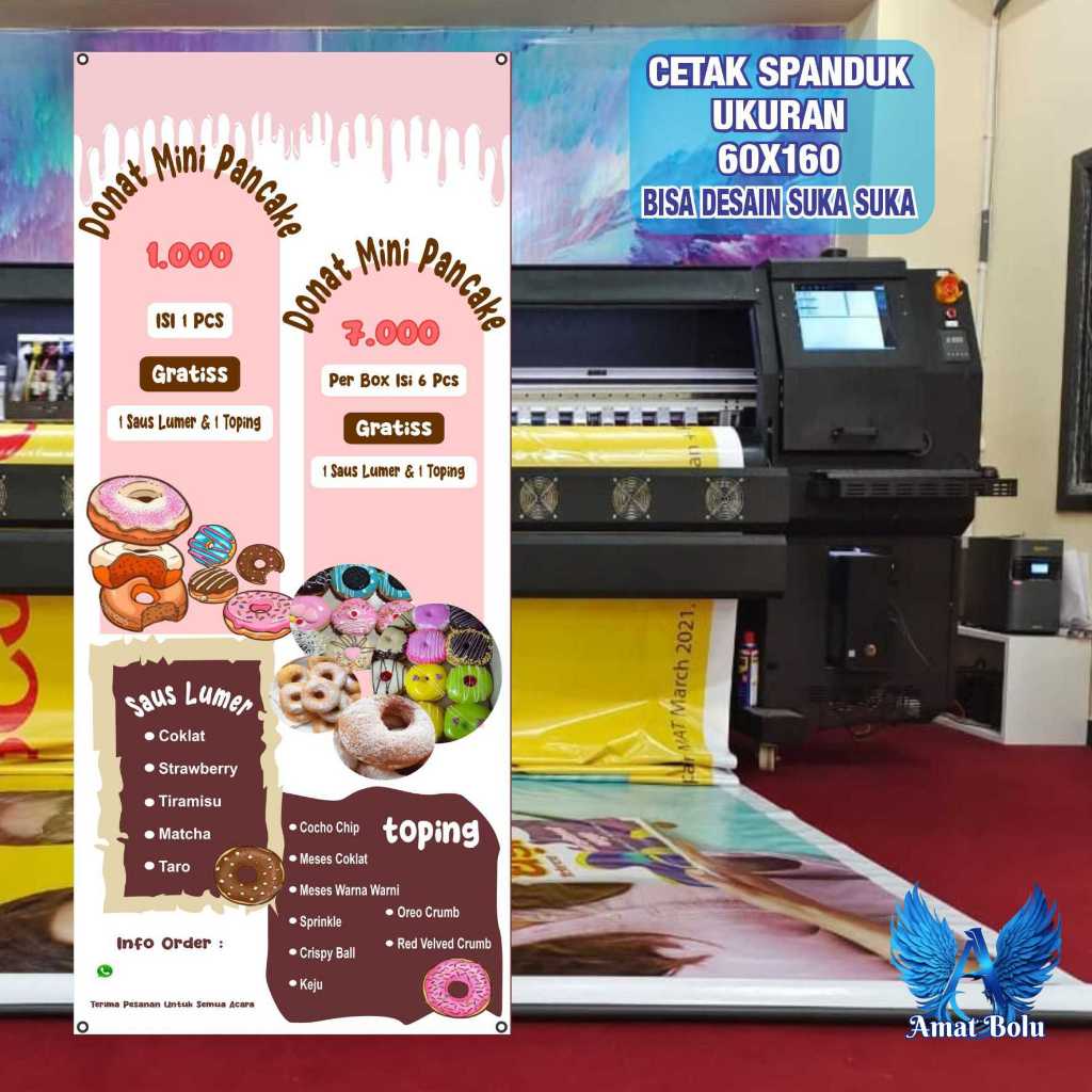 Cetak Spanduk Cetak Banner DONAT MINI PANCAKE Costom Desain