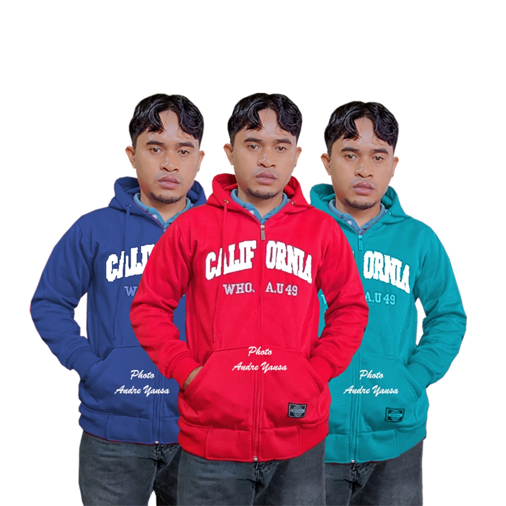 Mostal x JOB Jaket WHO AU California Zipper Putih Bordir Unisex Anak Dewasa
