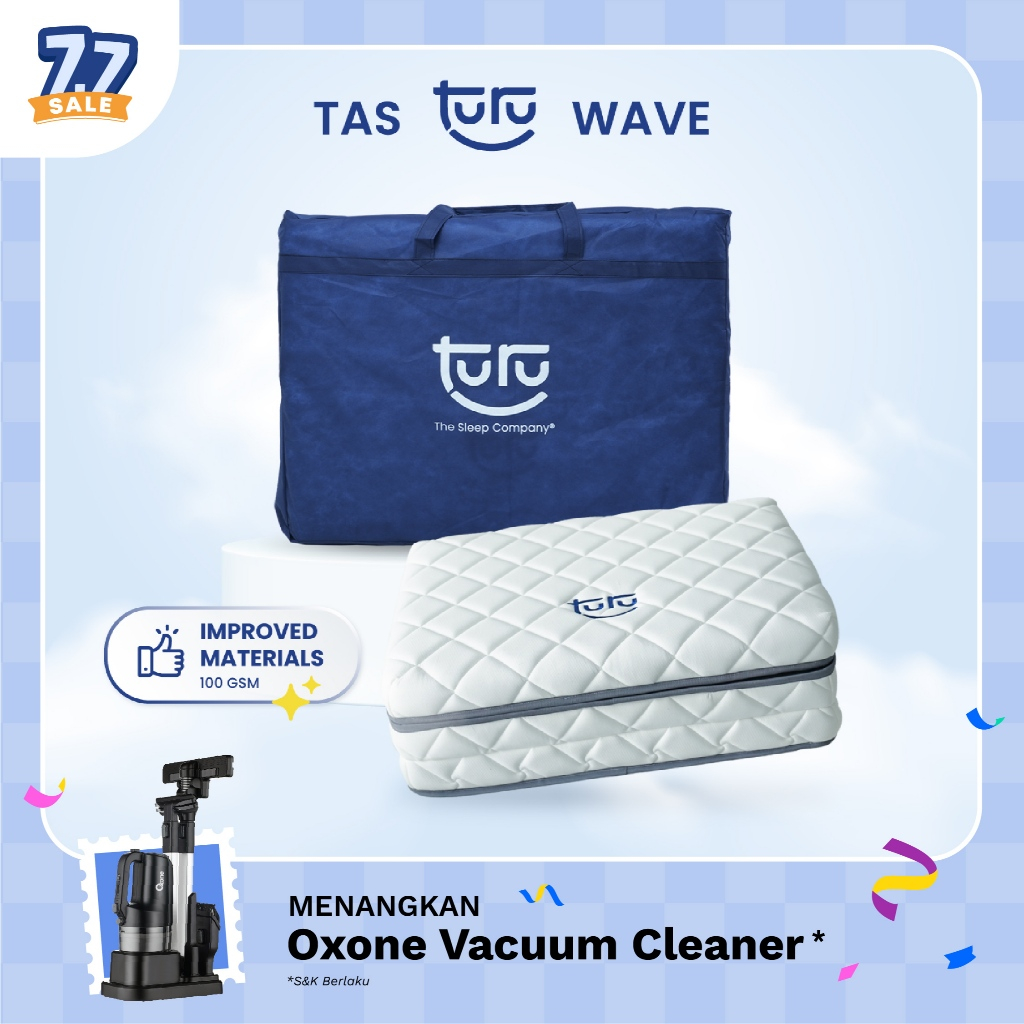TAS BAG COVER KASUR LIPAT TURU WAVE SPUNBOUND TEBAL - DARK BLUE