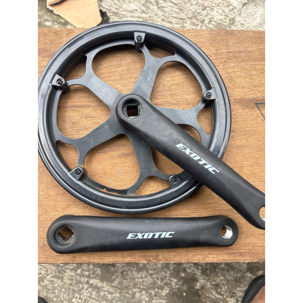 NOS ada KARAT dan LECET crank single 52t cover exotic arm alloy sepeda lipat fixie bb as kotak